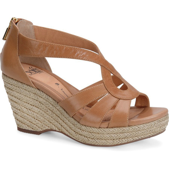 Sofft Shoes - NWOT Sofft Tan Leather Espadrille Wedge Sandal